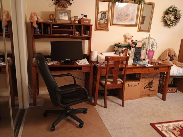 home office featuring carpet flooring