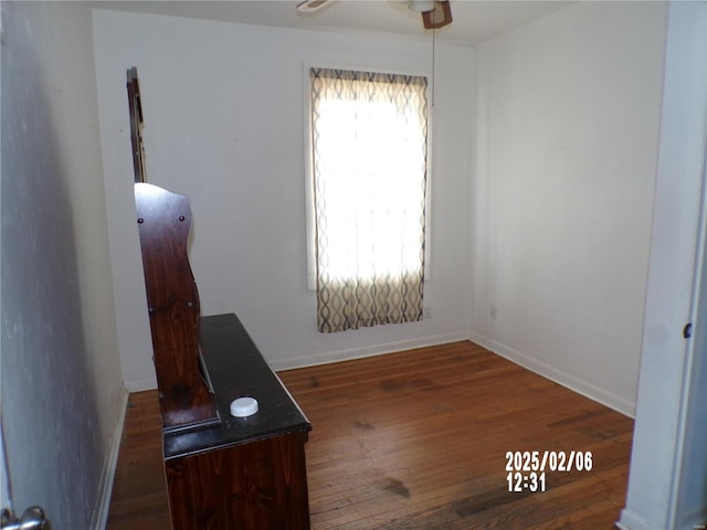 interior space with dark wood-type flooring