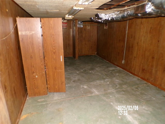 basement with wooden walls