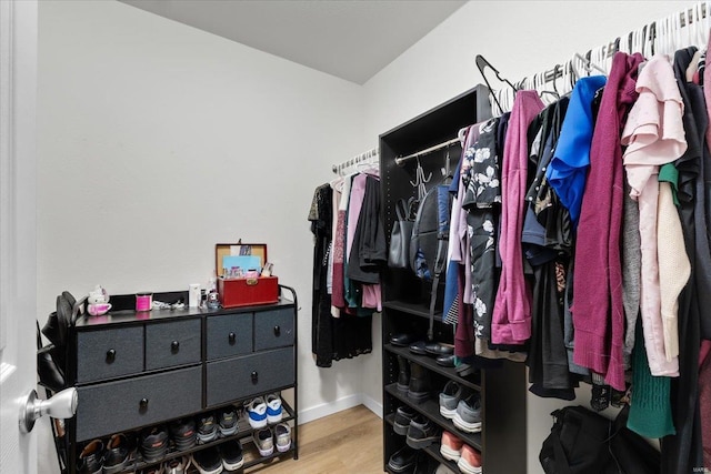 spacious closet with wood finished floors