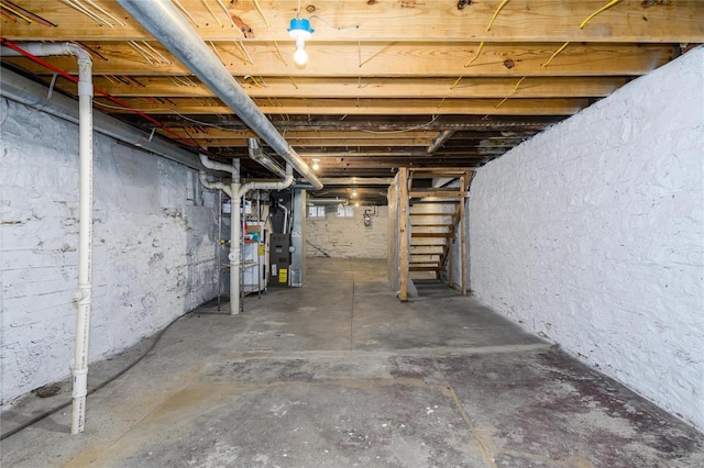 basement with heating unit