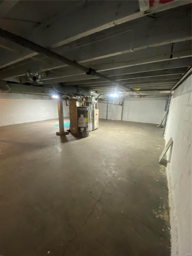 basement with gas water heater