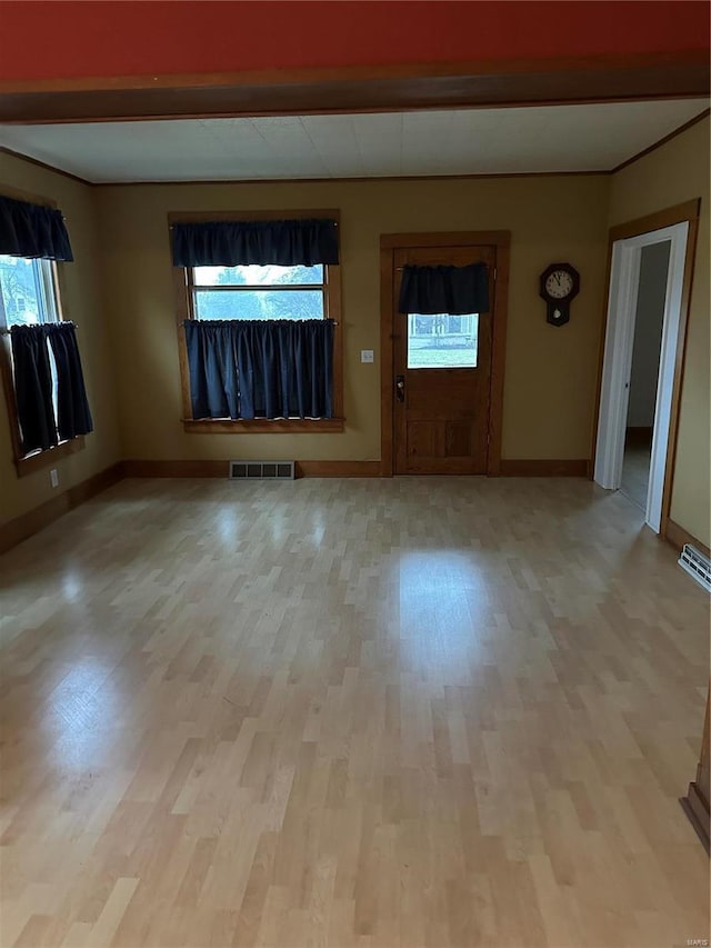 interior space with light hardwood / wood-style flooring