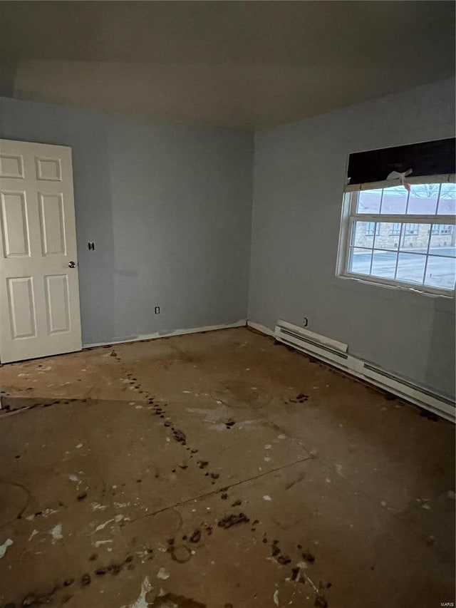 empty room with a baseboard radiator