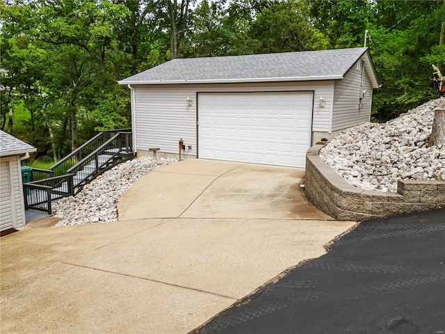 view of detached garage