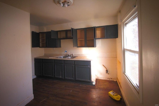 kitchen with sink and dark wood-type flooring