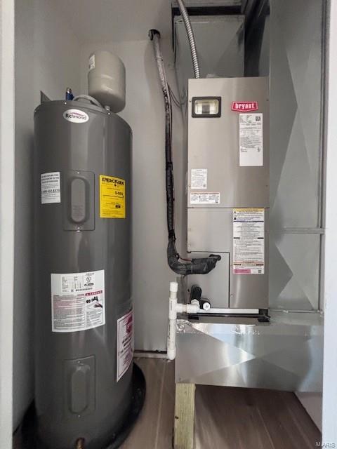 utility room featuring water heater