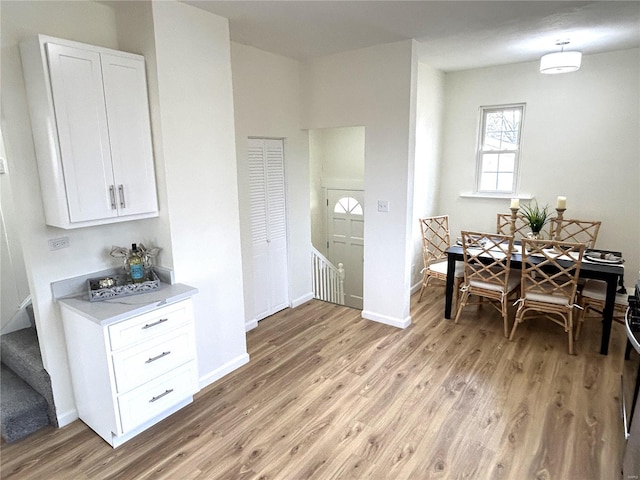 dining room with light hardwood / wood-style flooring