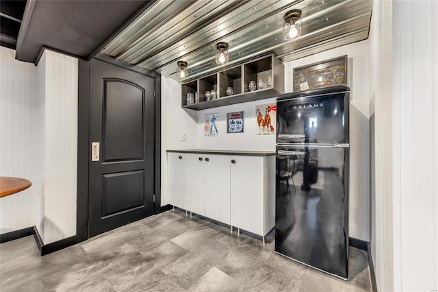 kitchen with white cabinets