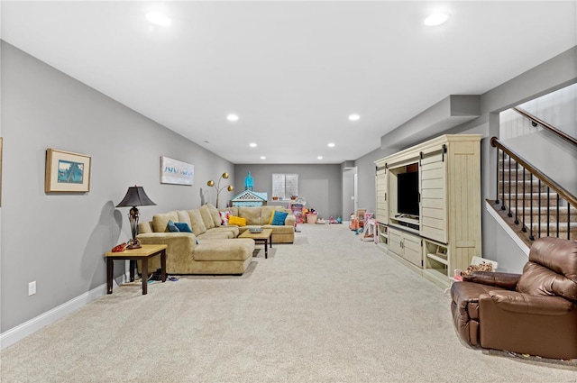 living room with carpet floors