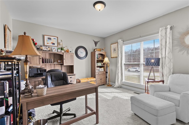 view of carpeted office space