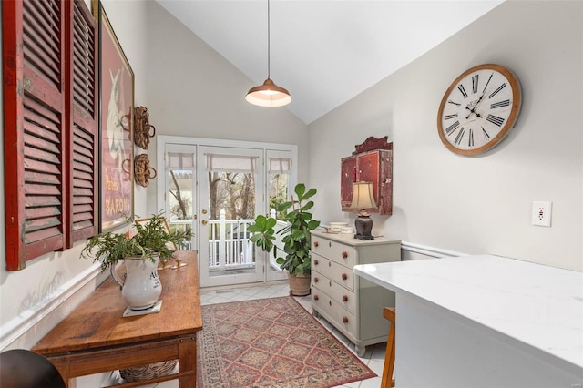 interior space with vaulted ceiling