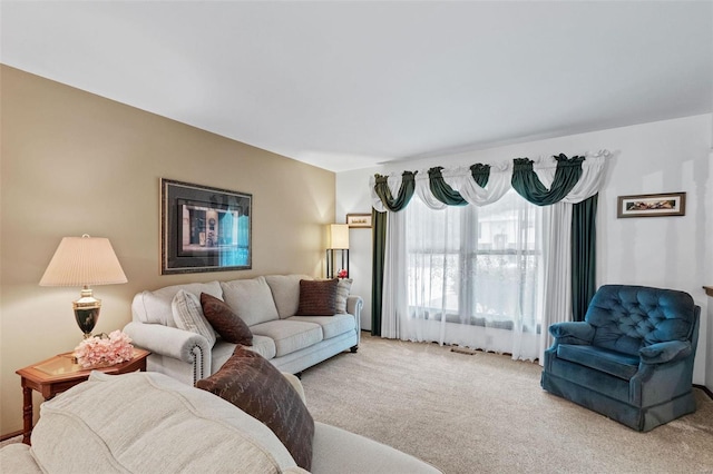 living room with carpet flooring