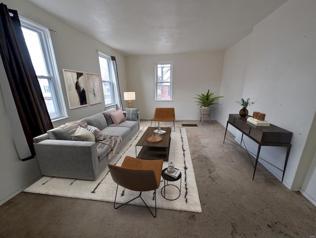 living room with carpet floors