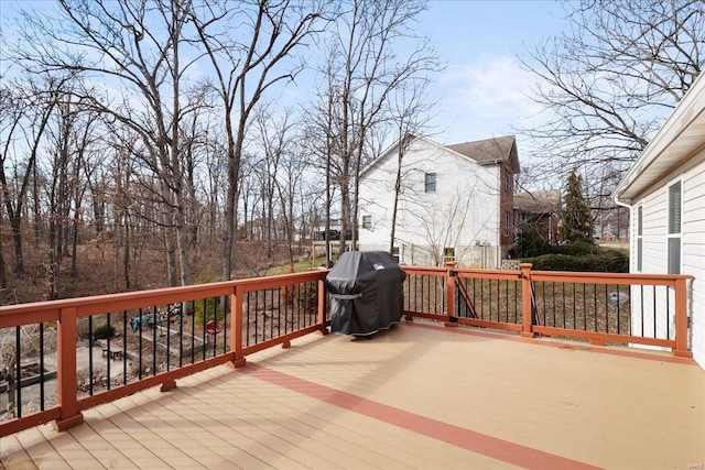 deck featuring grilling area