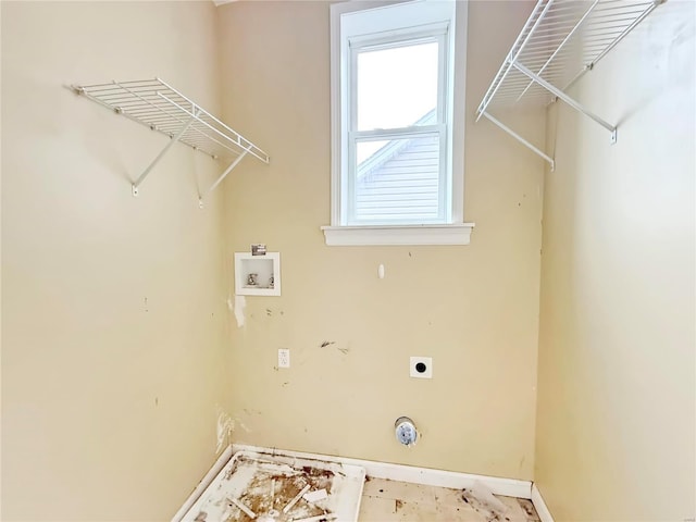 laundry area with washer hookup and hookup for an electric dryer