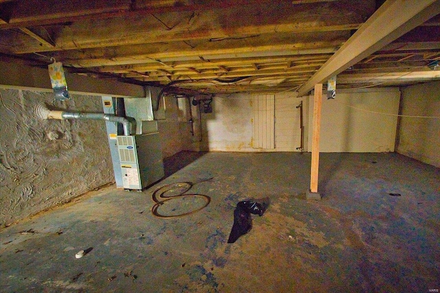 basement with heating unit