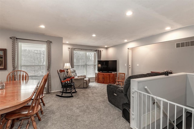 living room featuring carpet flooring