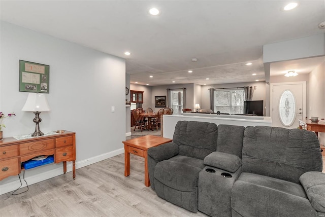 living room featuring light hardwood / wood-style flooring