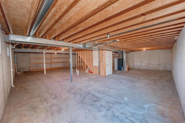 view of unfinished basement