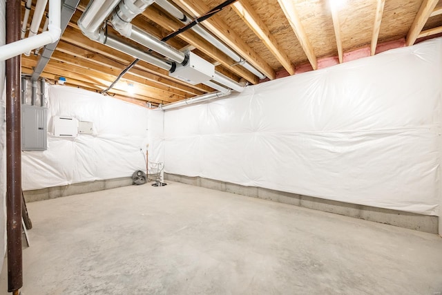 unfinished basement with electric panel