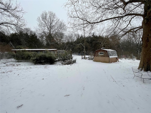 view of yard covered in snow