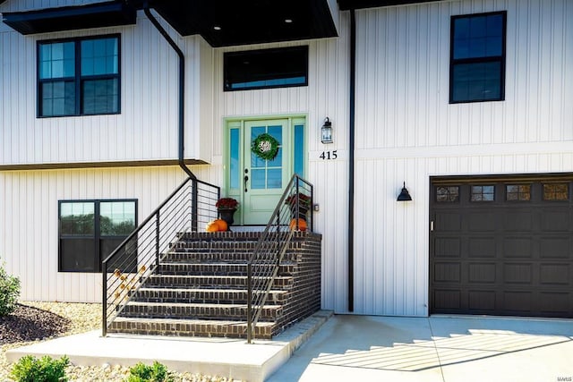 entrance to property with a garage