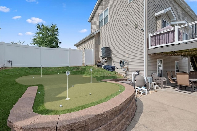 view of community featuring a patio area and a fenced backyard