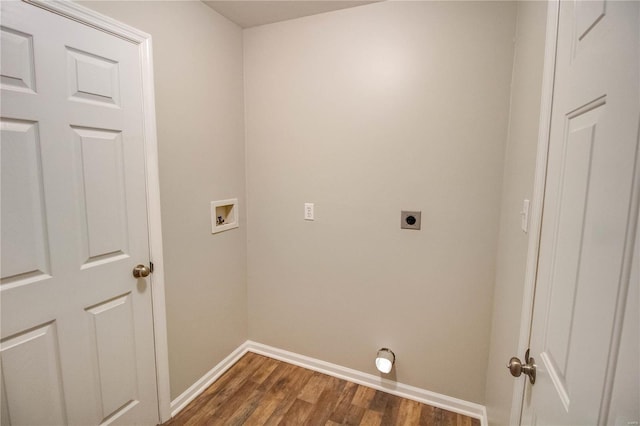 laundry room with washer hookup, hookup for an electric dryer, and dark hardwood / wood-style flooring