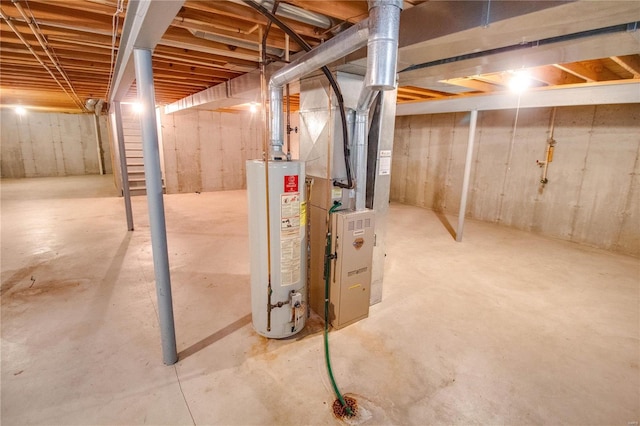 basement with gas water heater