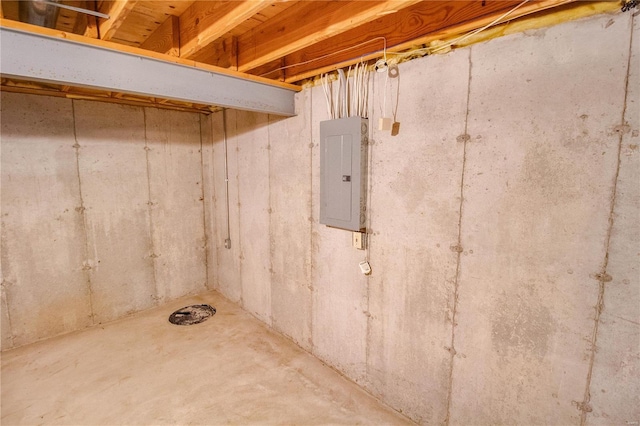 basement with electric panel