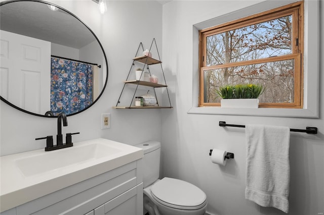 bathroom with toilet and vanity