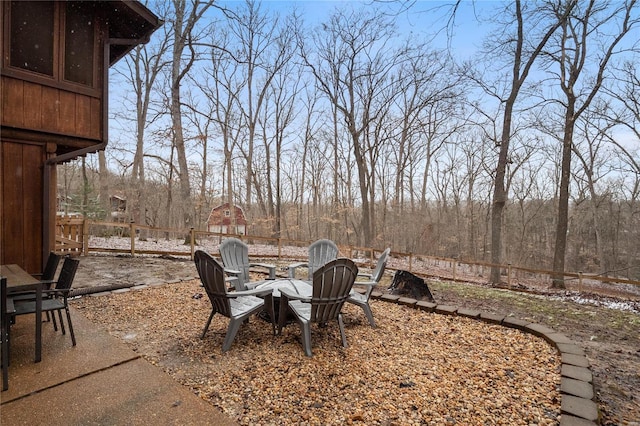 view of patio / terrace with a fire pit and a fenced backyard