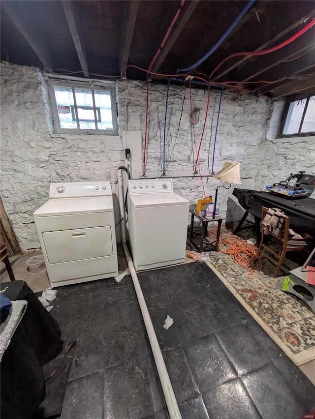 interior space featuring washing machine and clothes dryer