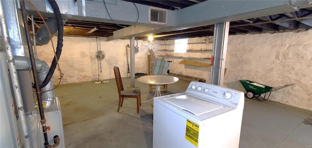 basement with washer / dryer