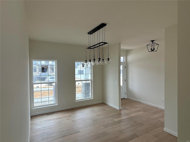 unfurnished dining area featuring light hardwood / wood-style floors