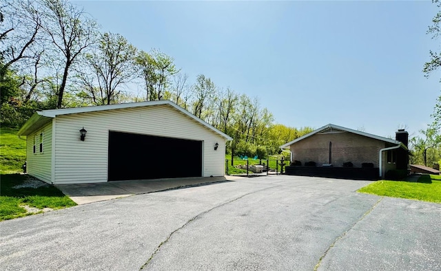 view of detached garage
