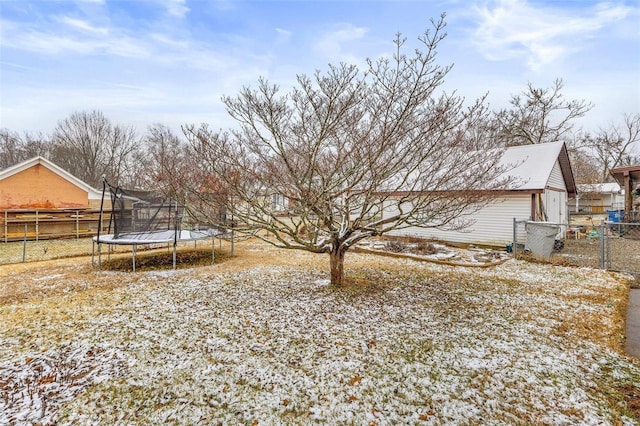 view of yard featuring a trampoline