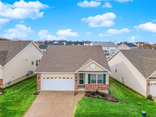 front of property with central AC and a front yard