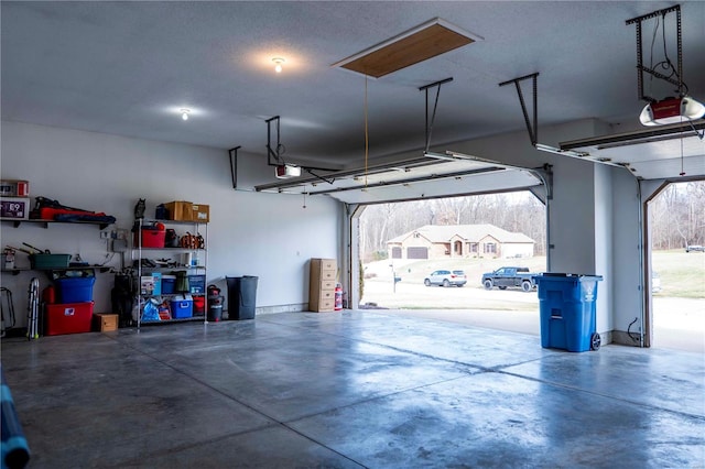 garage with a garage door opener