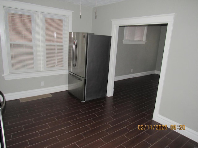 kitchen with stainless steel fridge