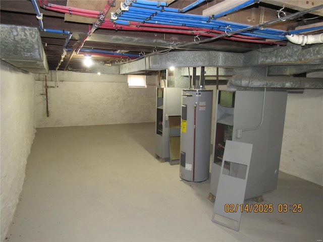 basement with electric water heater