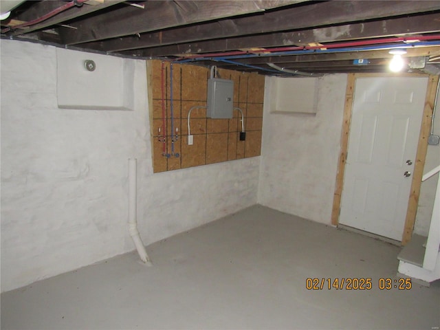 basement with electric panel