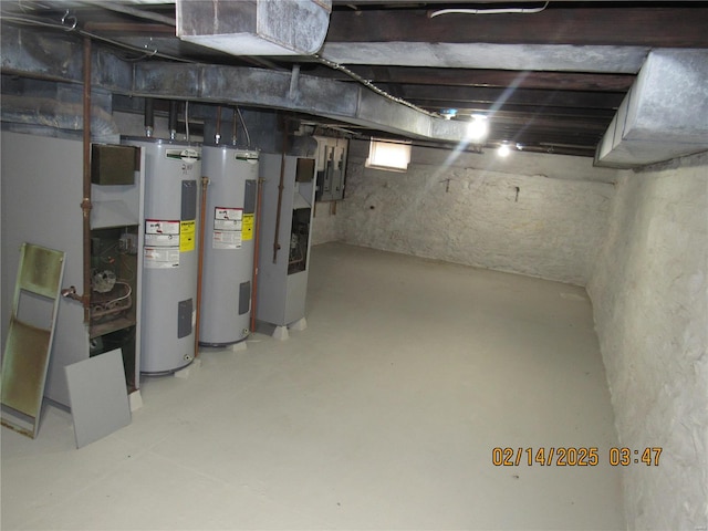 basement with water heater