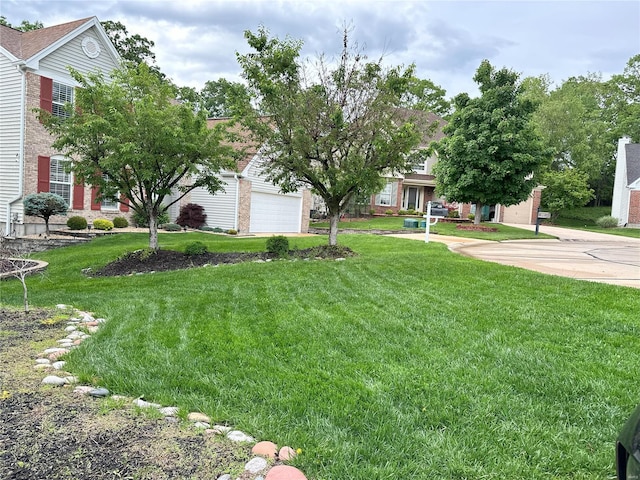 view of yard featuring a garage