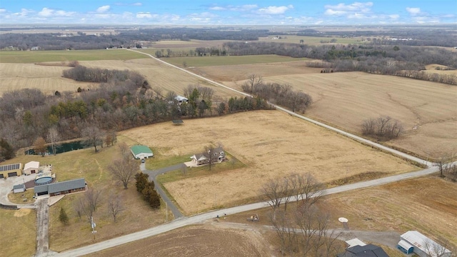 drone / aerial view with a rural view