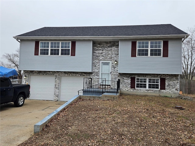 bi-level home with a garage