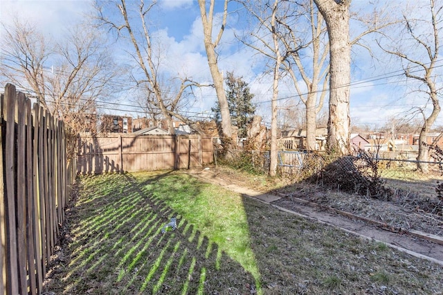 view of yard featuring a fenced backyard