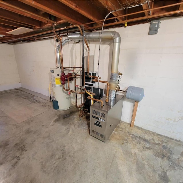 utility room with gas water heater