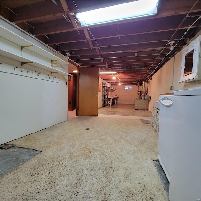 view of unfinished basement